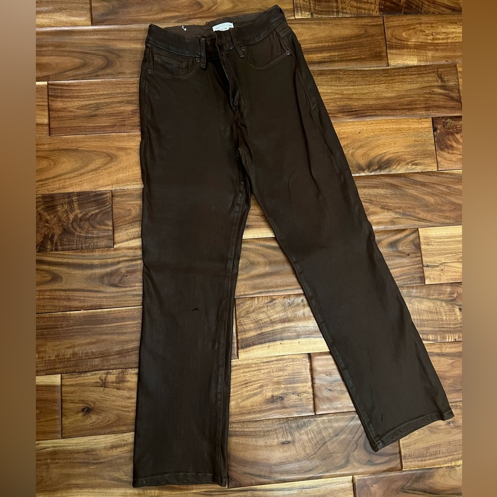 Good American Good Legs Coated Straight Jeans in Mocha004 size 6/28
